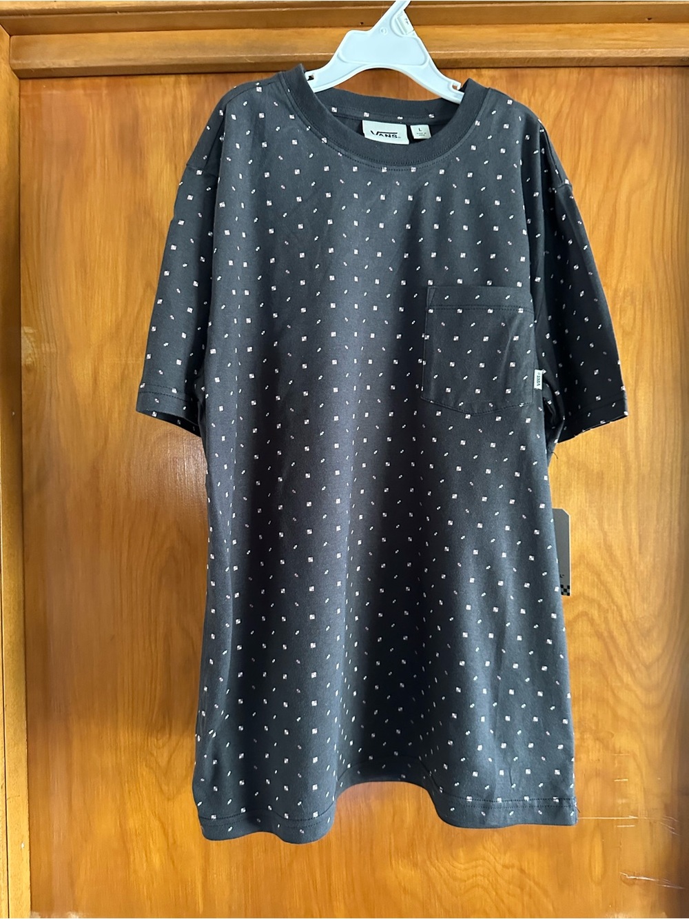 Vans Boys Large Black Pocket T Shirt NWT Geometric Print Tee